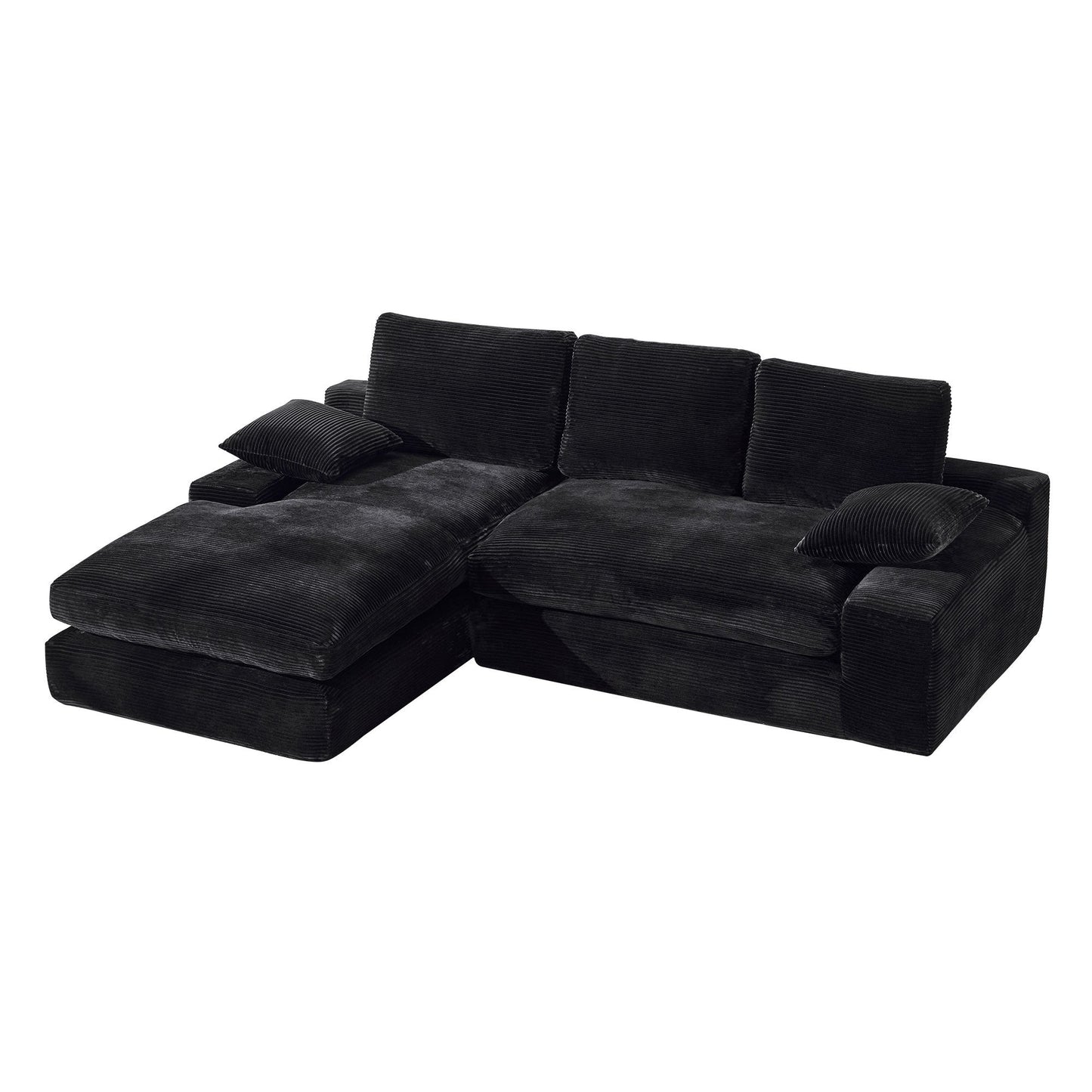 NEW 99*69' Modular Sectional Living Room Sofa Set, Modern Minimalist Style Couch, Upholstered Sleeper Sofa for Living Room, Bedroom, 2 PC Free Combination, Installation-free Sofa, L-Shape, Black