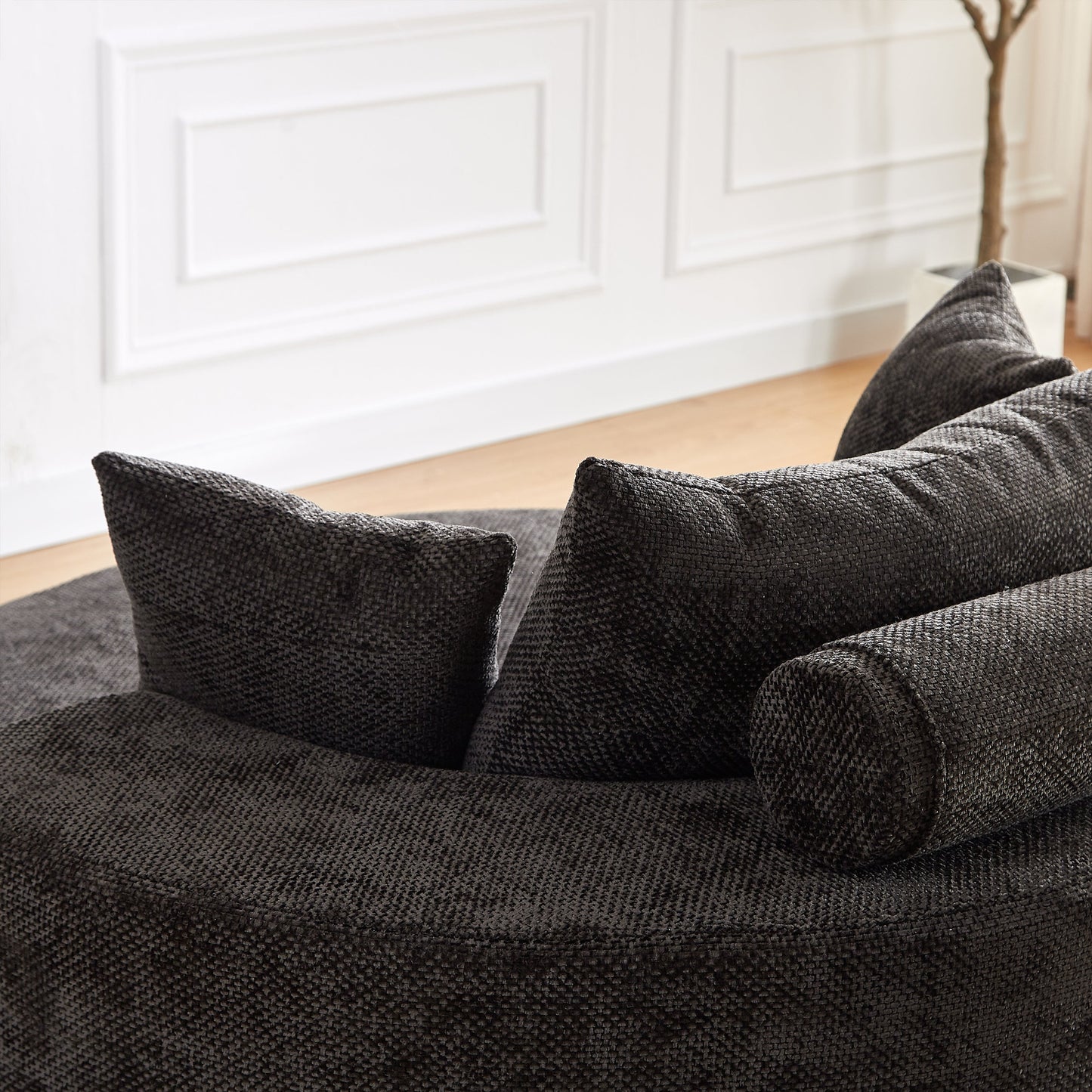 NEW 55''L Chenille Foam Single Swivel Chair, Fluffy Modern Sleeper, 360 Degree Swivel Chair for Living Room, Bedroom, Lounge and Projection Room