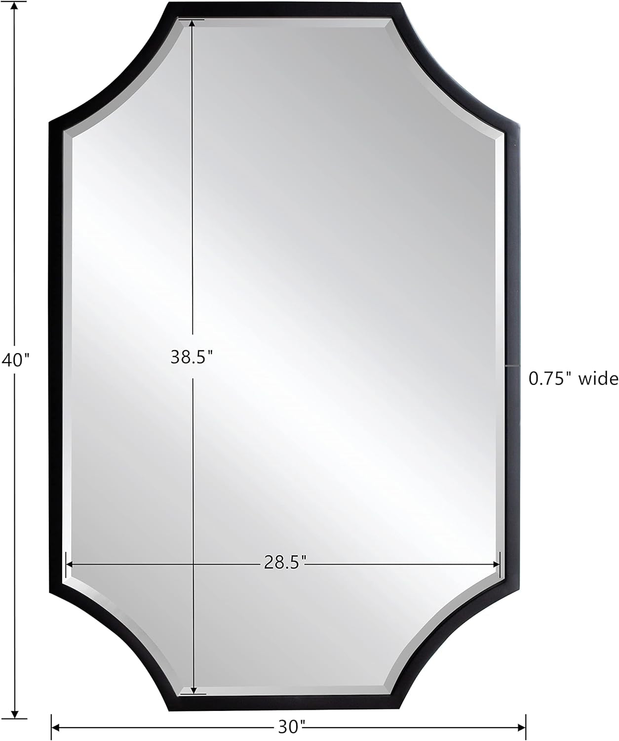 NEW 30x40 Black Bathroom Mirror With Gold Scalloped Frame