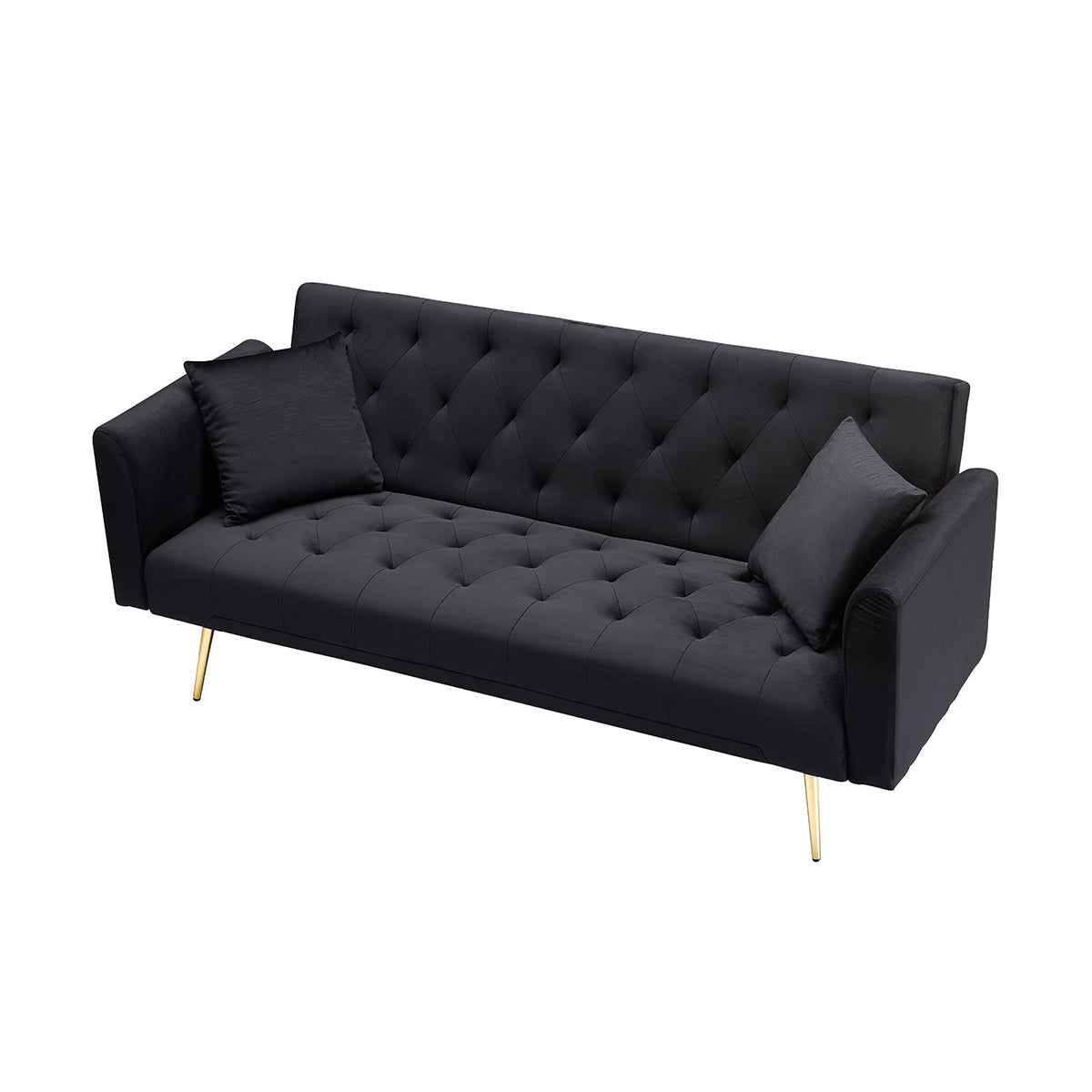 NEW 71-inch American Retro Style Black Velvet Foldable Double Sofa