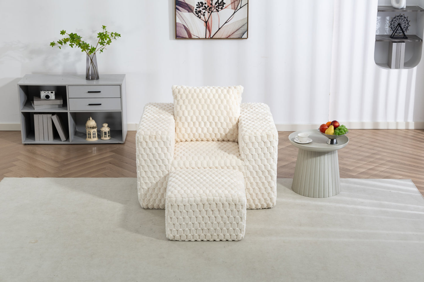 NEW Lingge Corduroy Compression Sofa with Ottoman