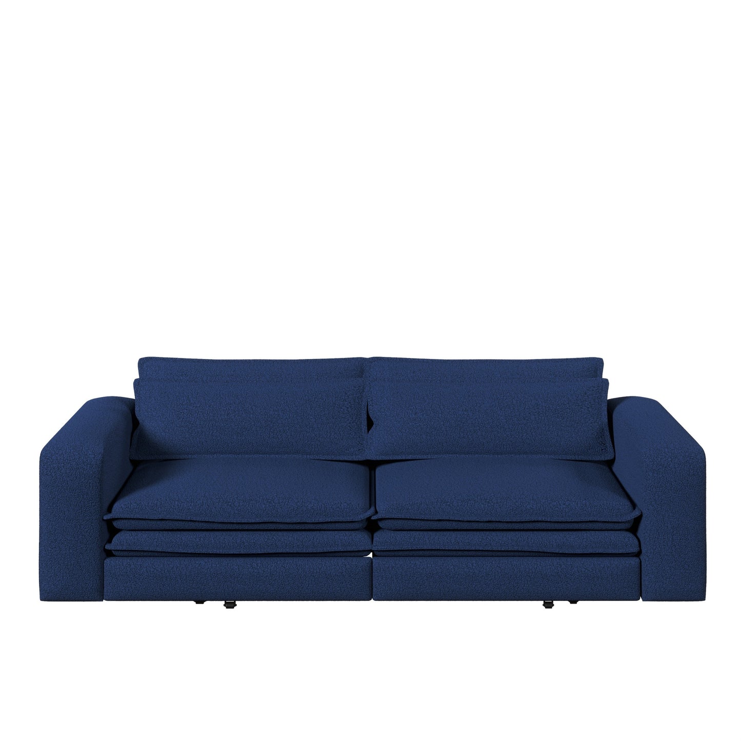 NEW 93' King Size Sleeper Sofa Bed, Pull Out Sofa Bed, 3 in 1 Convertible Sleeper Sofa, Chaise Lounge,3 Seat Teddy Couch with 2 Lumbar Pillows for Living Room, Apartment, Office, Studies,Blue