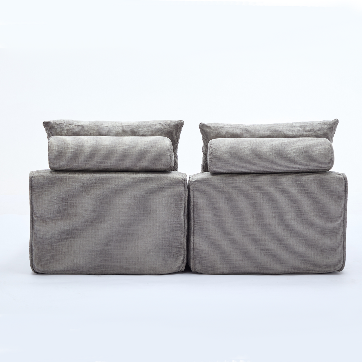 NEW Light Gray 2 Seat Modular No Armrest Chenille Fabric Neck Pillow Back Lounge Sofa Chair