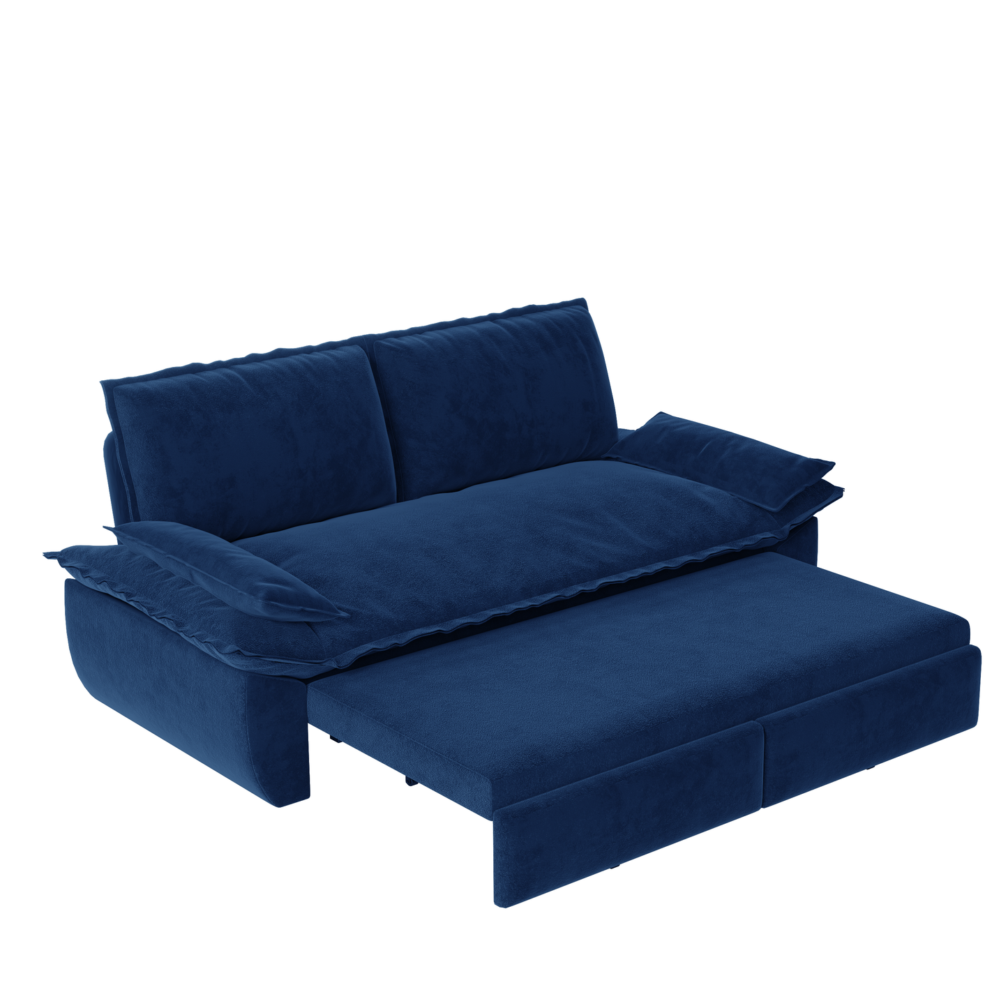 NEW 73.2' Blue Multi-Functional Velvet Loveseat 3-in-1 Convertible Sleeper Queen Pull Out Sofa Bed
