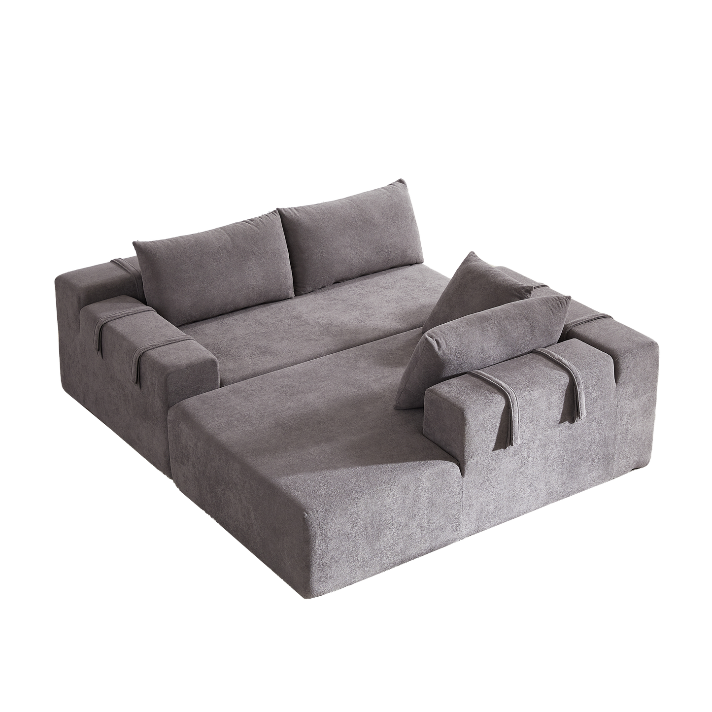 NEW Modern Chenille Upholstered Modular L Shaped Sectional Sofa Couch Set L Shaped Sectional Sofa Couch Set with Six Pillows