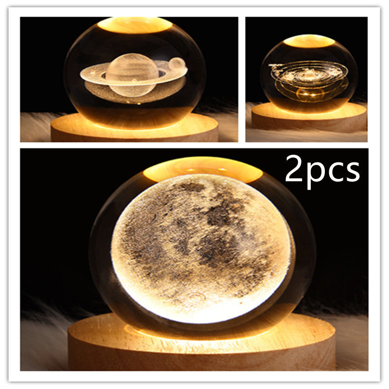 NEW LED Night Light Galaxy Crystal Ball Table Lamp 3D Planet Moon Lamp Bedroom Home Decor For Kids Party Children Birthday Gifts