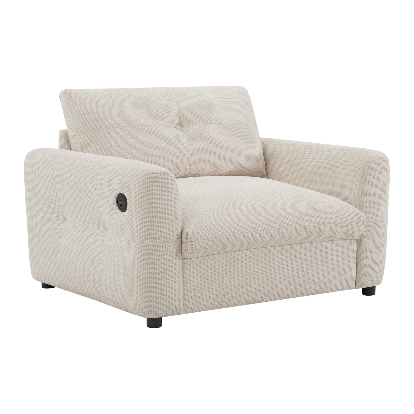 NEW 42*33' Single Sofa, Armchair with Wide Seat, Dual-port Charger, Pull-line & Tufted Design, High-density Foam, Suitable for Living Room & Apartment, Chenille, 2 Colors