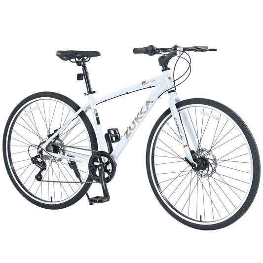 NEW Shimano 7 Speed Hybrid Bike Aluminum Alloy Frame Double Disc Brakes 700C Road Bike For men women's City Bicycle