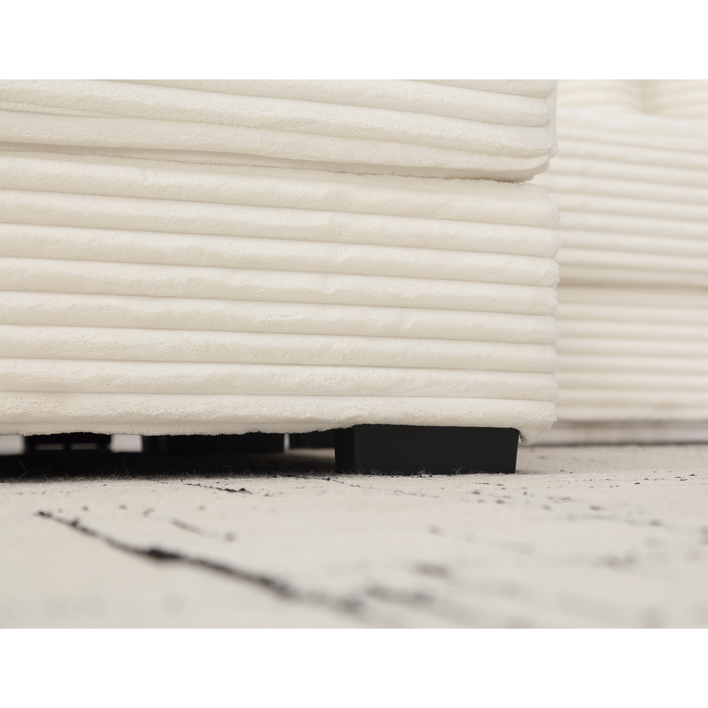 NEW Beige Corduroy Oversized Two-Piece L Shaped Sofa Couch (Right Chaise Daybed Corner with Armrests and Eight Throw Pillows