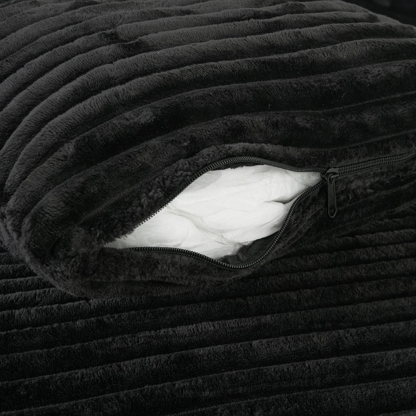 NEW Modern Black Corduroy Chaise Lounge Sofa Bed with Removable Pillows, 48.8' Upholstered Sleeper Sofa