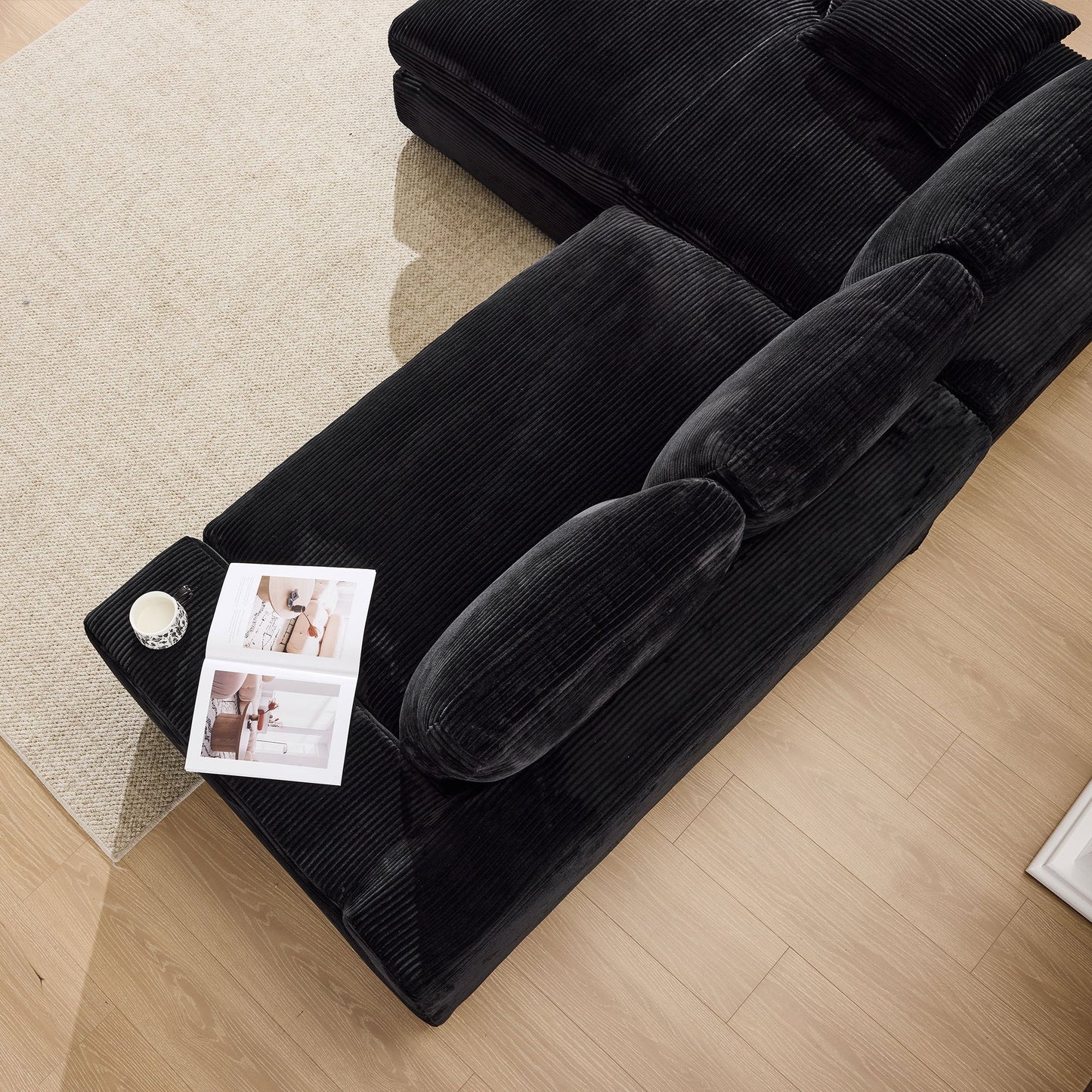 NEW 99*69' Modular Sectional Living Room Sofa Set, Modern Minimalist Style Couch, Upholstered Sleeper Sofa for Living Room, Bedroom, 2 PC Free Combination, Installation-free Sofa, L-Shape, Black