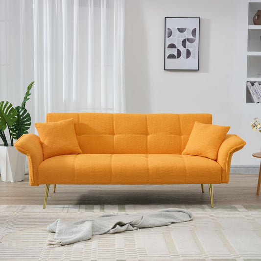 NEW 70-inch Modern Teddy Fleece Convertible Futon Sofa Bed with Adjustable Arms and Backrest