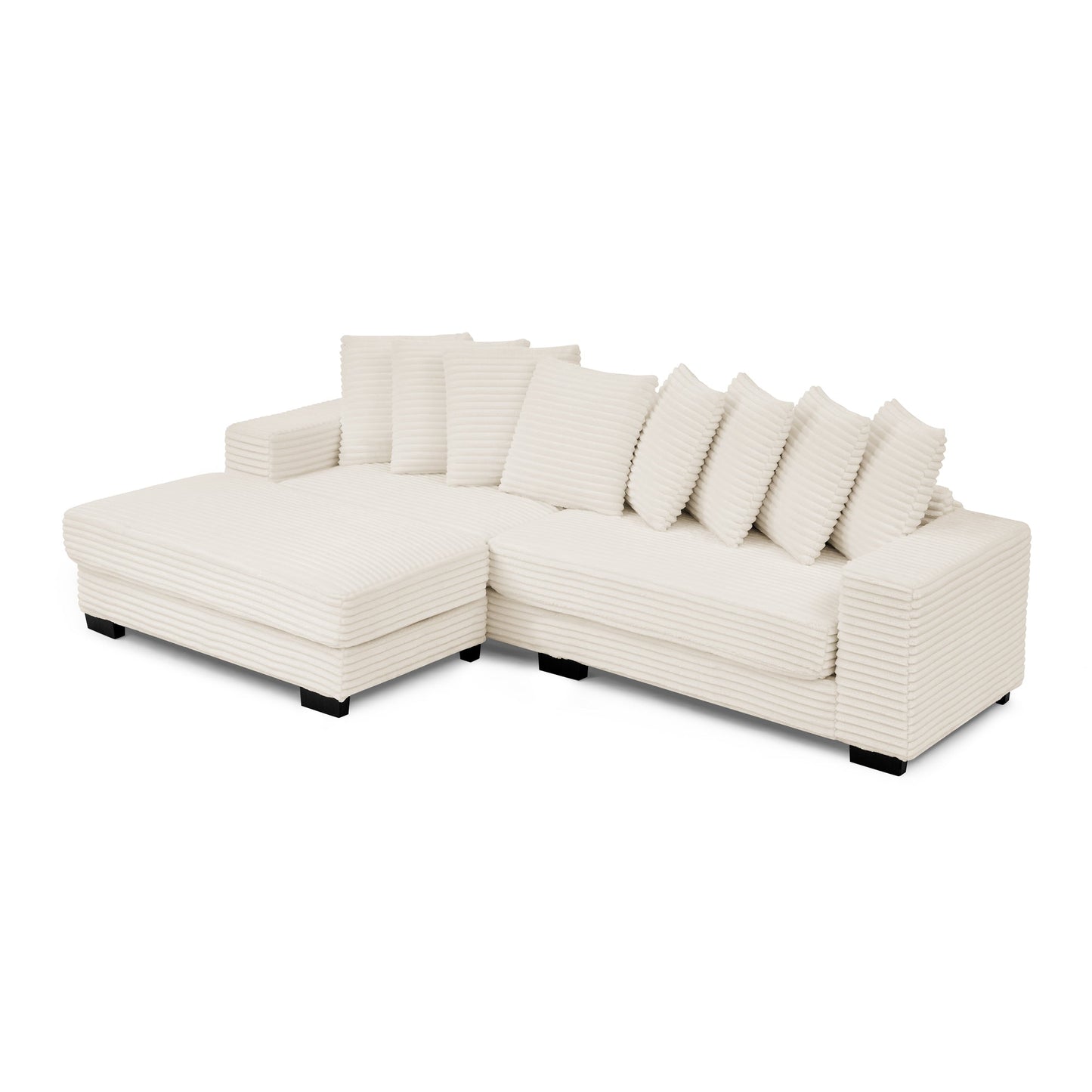 NEW Corduroy Tufted Upholstered Sleeper Sectional Sofa, L-Shaped Modular Convertible Sofa , Can freely change the position of the footrests-Beige(Assembly is required)
