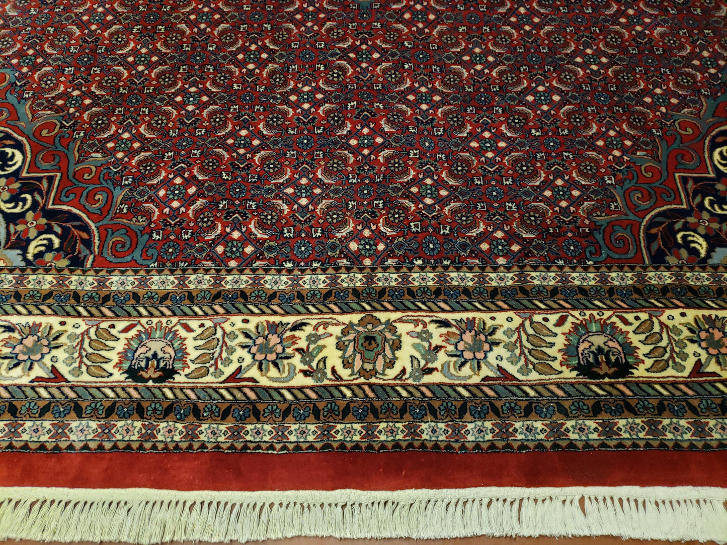 USED Indian Rug 9x12 Red Indo Bidjar Rug 9x12 Vintage Rug Allover Pattern Medallion Rug Wool Rug Nice Persian Design