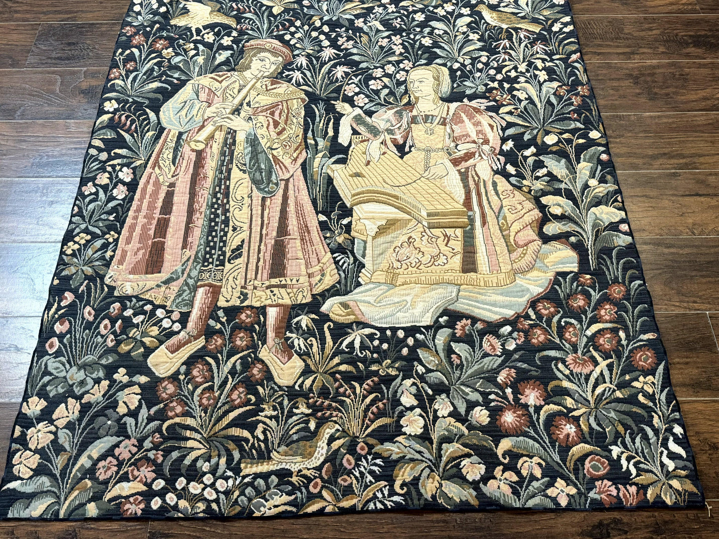 USED Vintage Belgium Tapestry 4x5, The Concet Musicians, Green