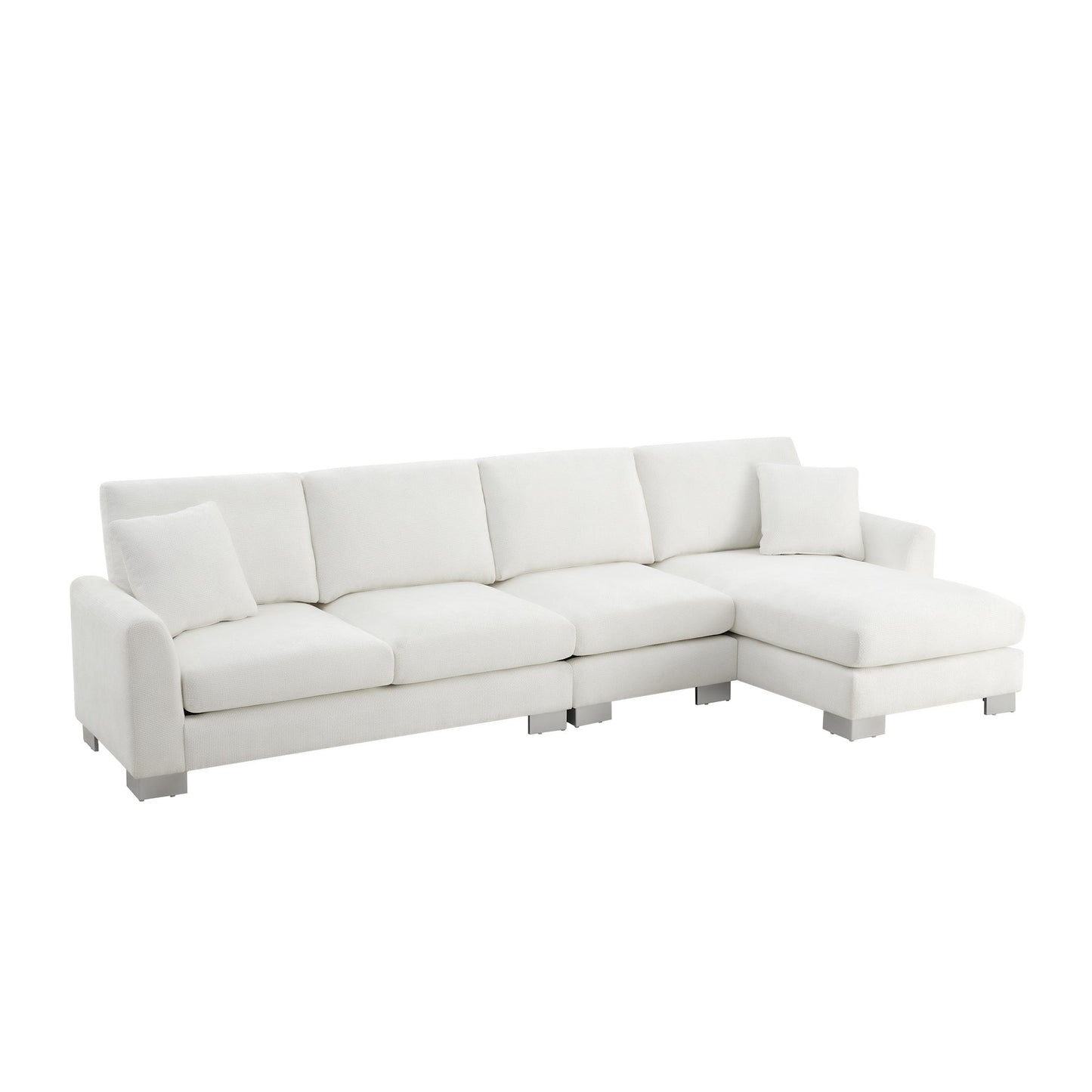 NEW Chenille Upholstered Modern Oversized L-Shaped Sectional Sofa with Chaise and Pillows