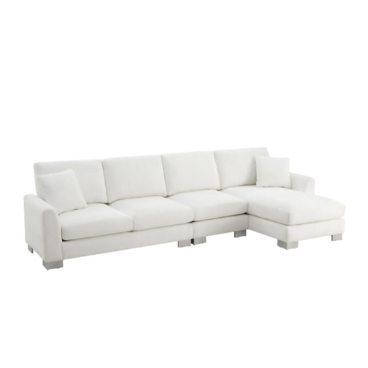 NEW Chenille Upholstered Modern Oversized L-Shaped Sectional Sofa with Chaise and Pillows