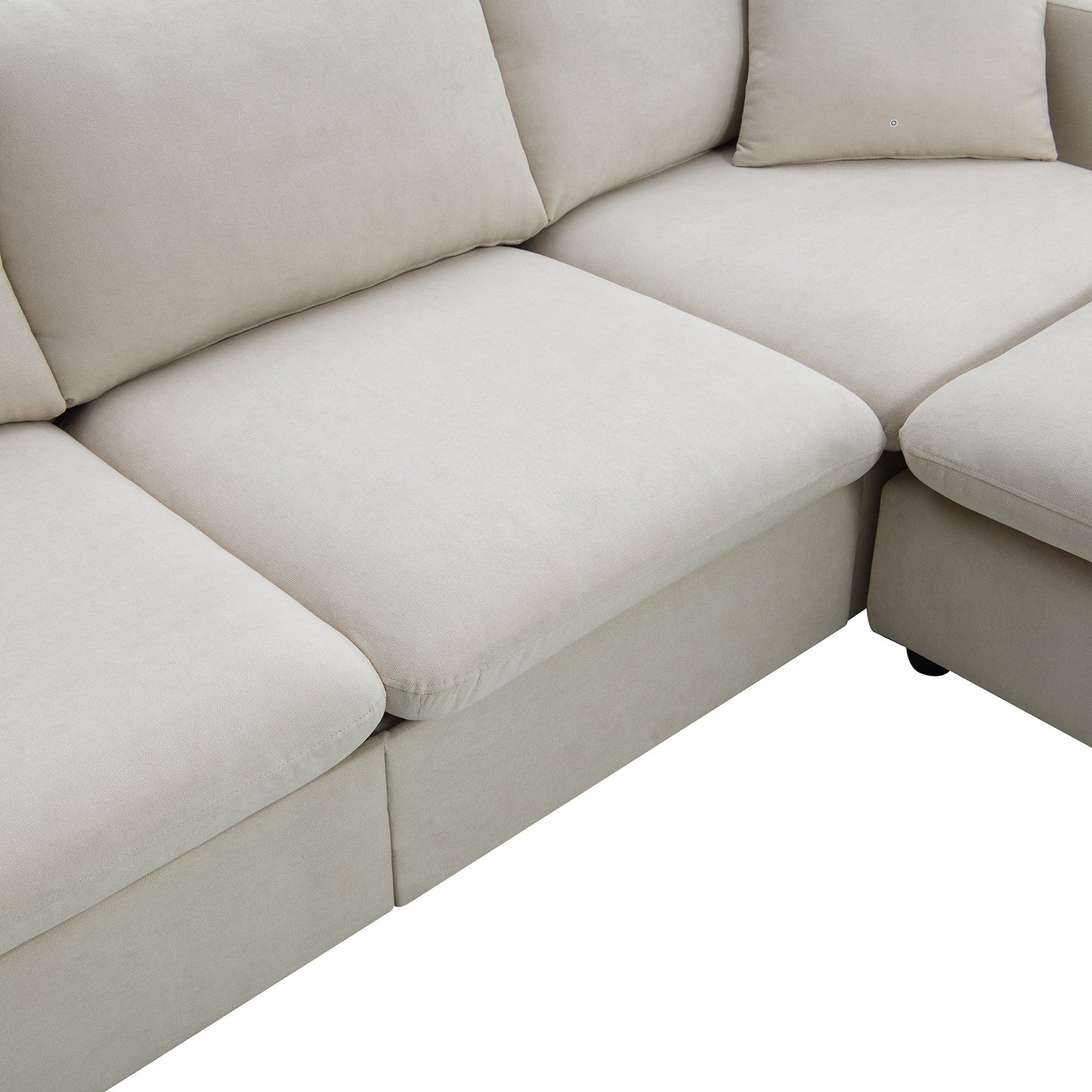 NEW Modern Sectional Sofa with Movable Ottoman and Throw Pillows