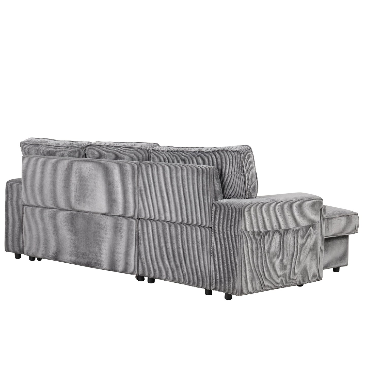 NEW U_STYLE Upholstery Sleeper Sectional Sofa with Storage Bags and 2 cup holders  on Arms