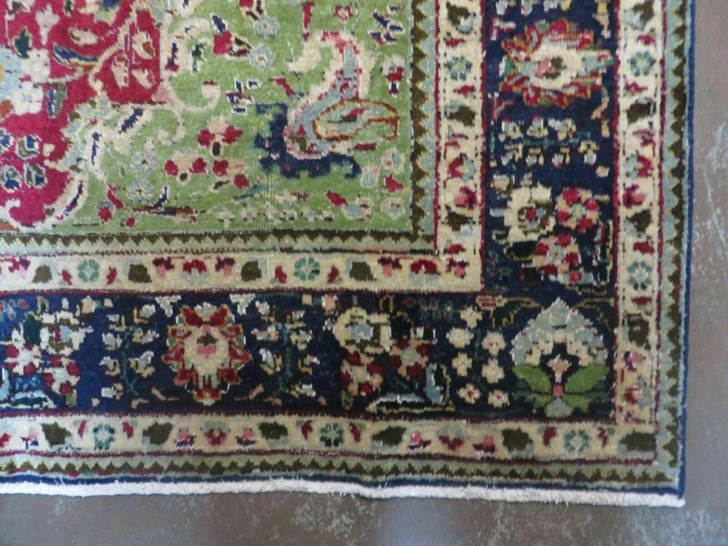 USED Persian Tabriz Rug 7x10, Red Blue and Green Rug, Allover Floral Medallion Rug, Hand Knotted Rug, Antique Rug 7 x 10 Vintage Wool Oriental Carpet