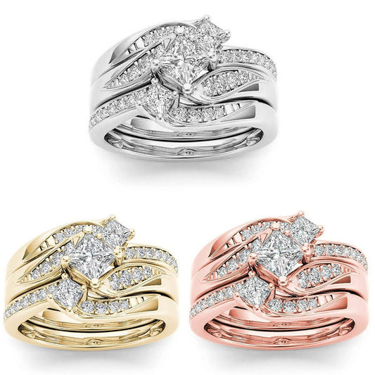 NEW European And American Couple Ring Gold-plated Inlaid