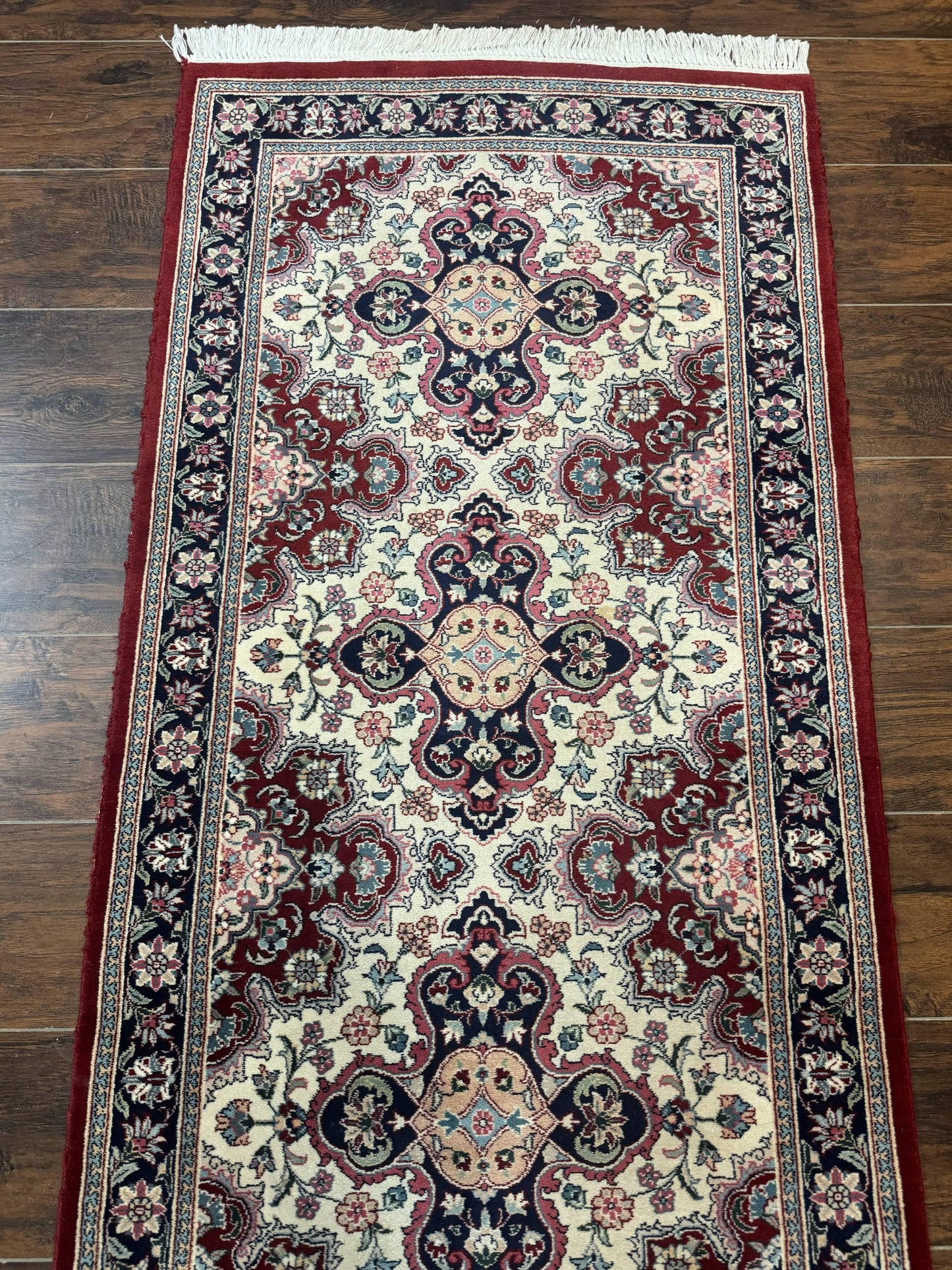 USED Sino Persian Runner Rug 2.7 x 8, Floral, Handmade, 250 KPSI