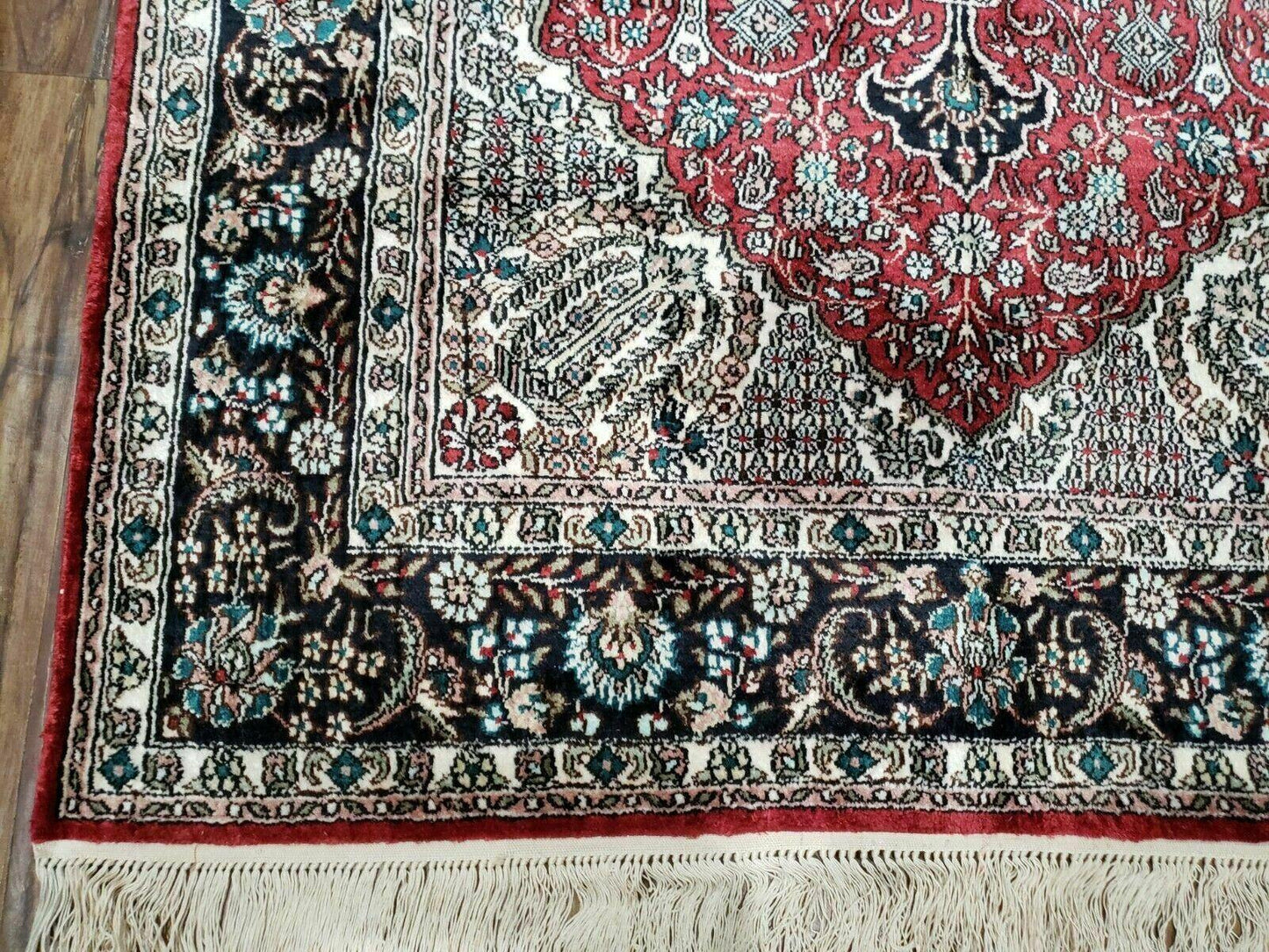 USED 3' X 5' Vintage Fine Handmade India Oriental Kashmir Silk Rug 400 KPSI Wow