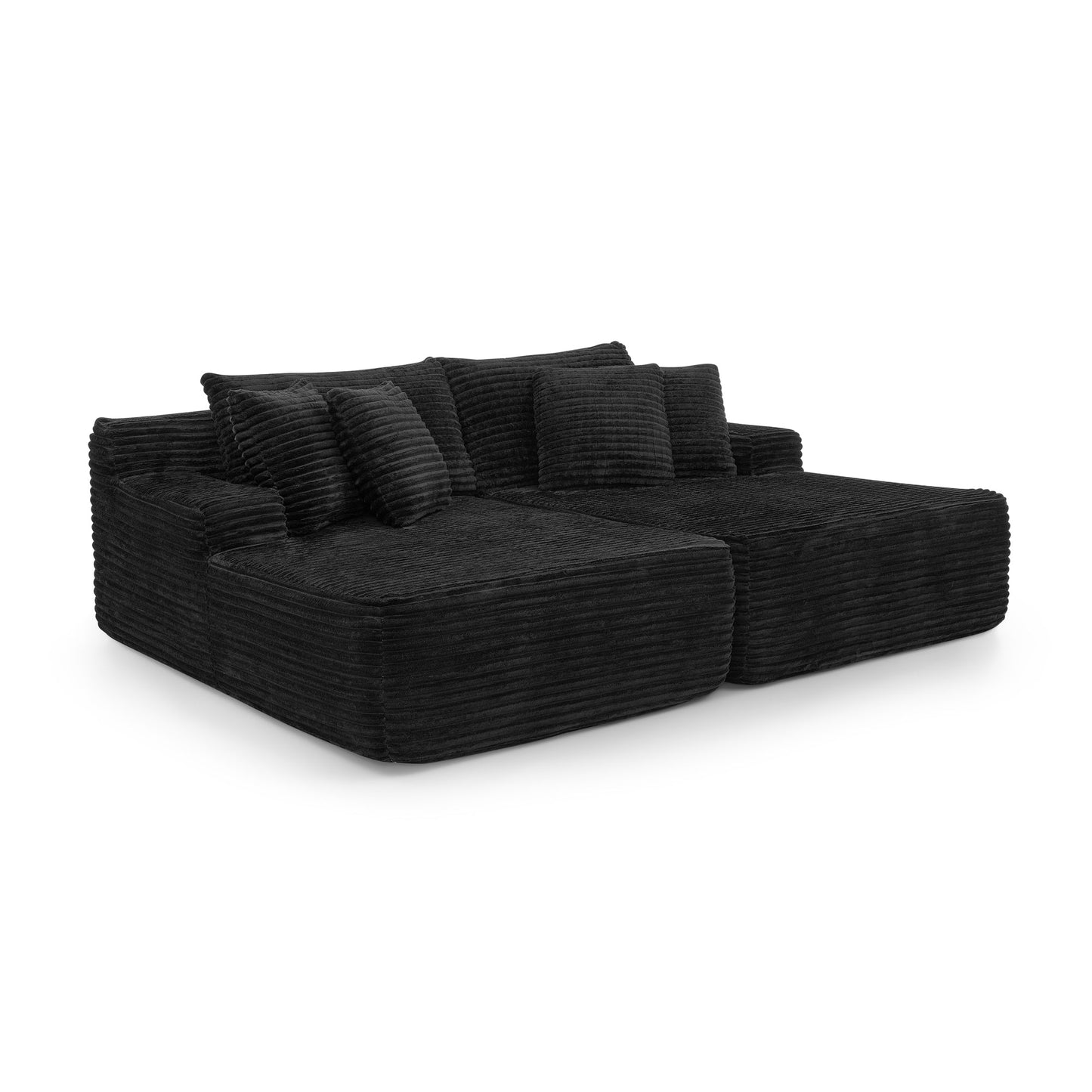 NEW Two-seater lazy sofa lounge chair,Compressed sofa no assembly required, made of velvet fabric, fluffy modern  lounge chair, used for indoor living rooms and bedrooms-Black