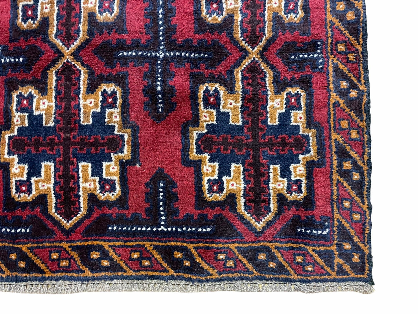 USED 2' 7" X 4' 6" Vintage Handmade Tribal Wool Rug Balouchi Rug Afghan Rug Red Blue