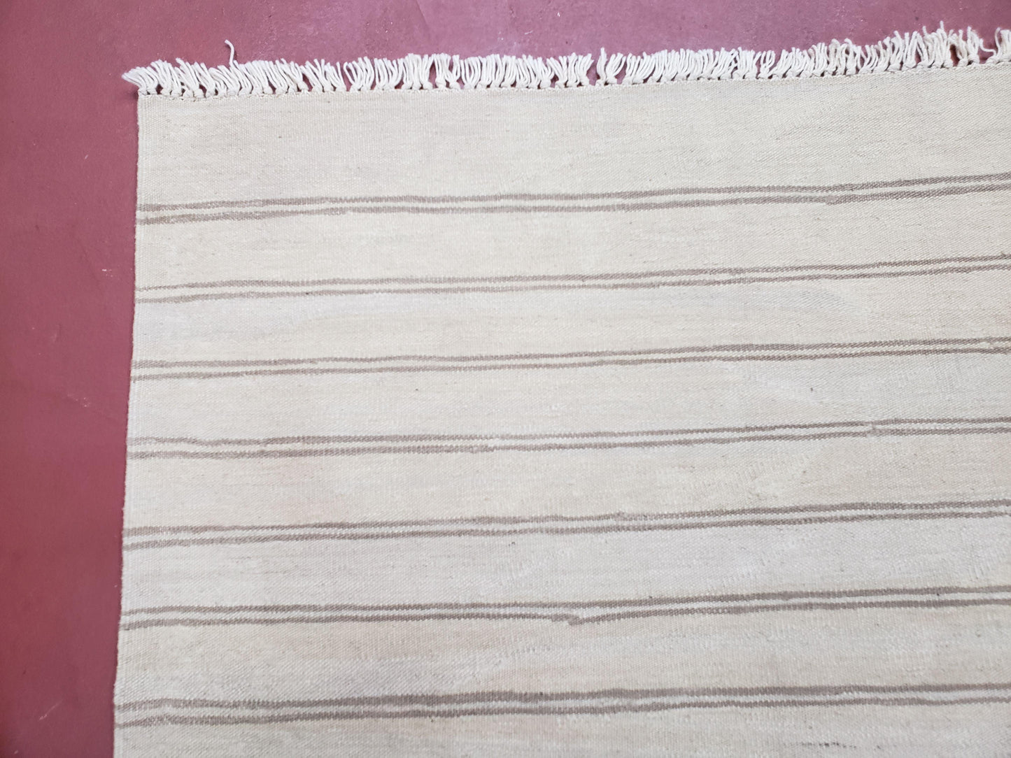 USED New Striped Turkish Kilim Area Rug 4x6 ft, Hand-Knotted, Wool, Light Gray, Earth Tone Decor, Flatweave Kilim, Two Toned Rug, Southwestern