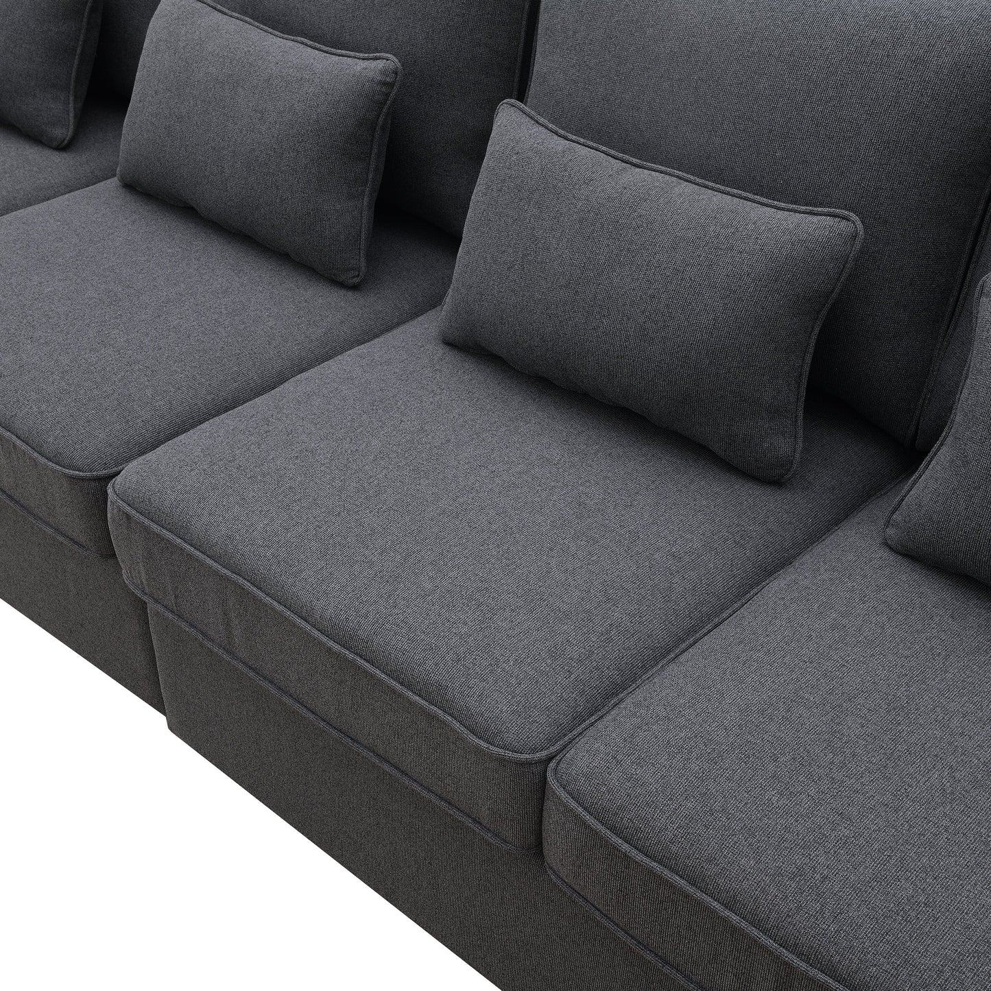 NEW 104' 4-Seater Modern Linen Fabric Minimalist Style Couch Sofa with Armrest Pockets and 4 Pillows