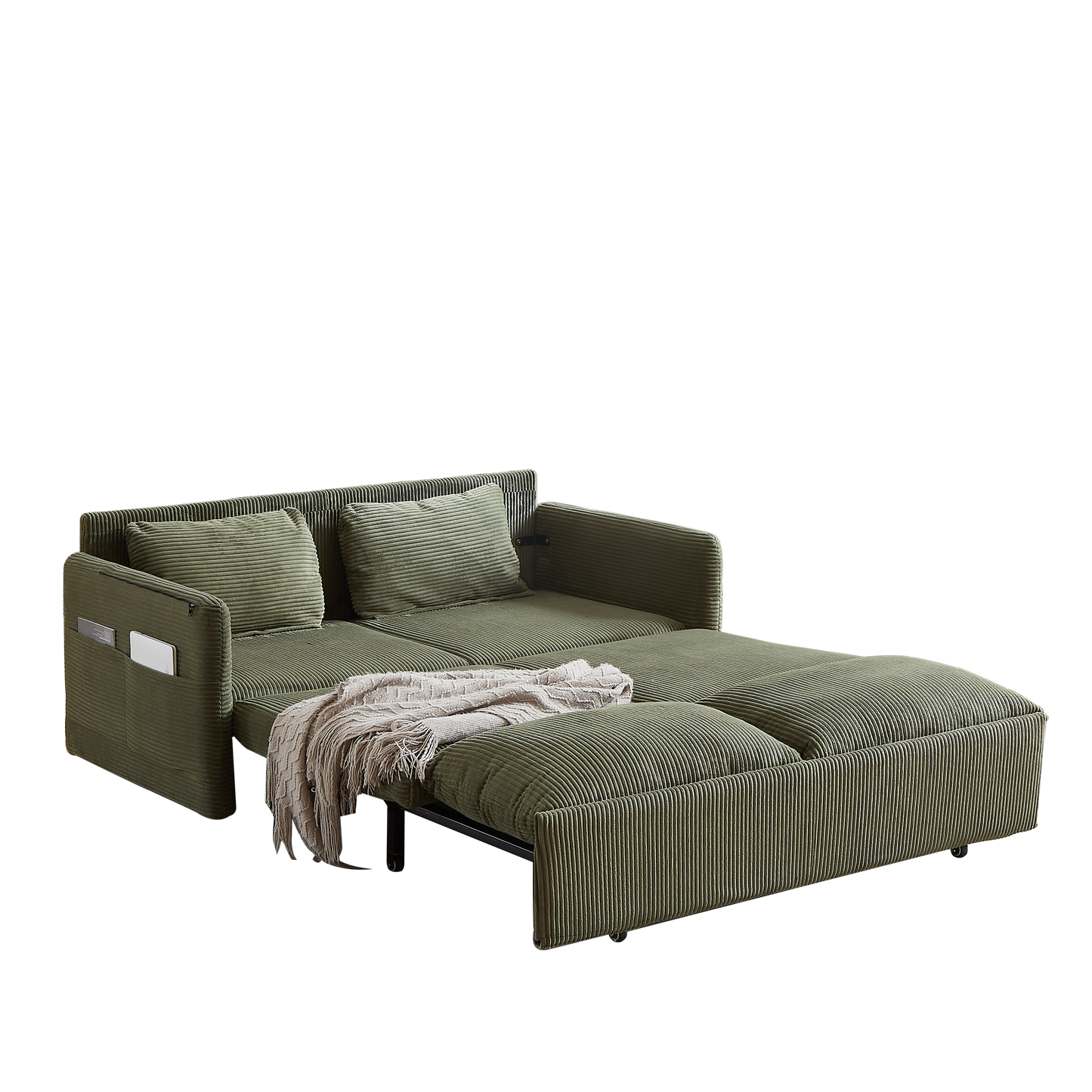 NEW MH'' 64.5 Inch 3-in-1 Adjustable Soft Corduroy Convertible Sleeper Sofa Bed