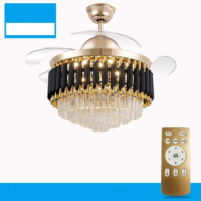 NEW LED Frequency Conversion Fan Light Fixture Crystal Chandelier