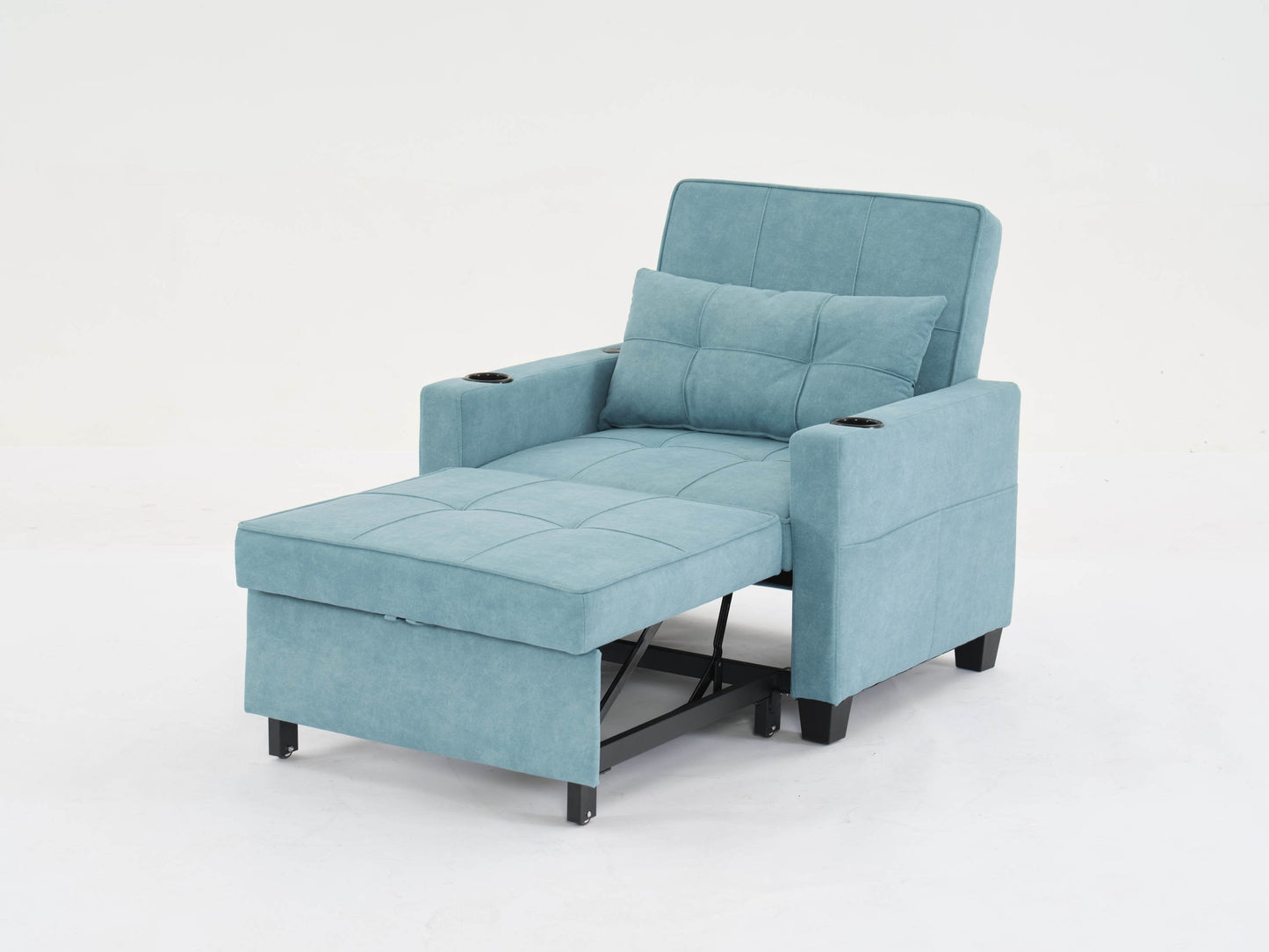 NEW Green Scratch Cloth Futon Chair Bed Convertible 3-in-1 Pull Out Sleeper Bed with USB Port