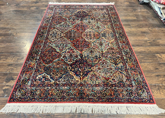 USED Karastan Multicolor Panel Kirman Rug #717, Wool Karastan Rug 5.9 x 9, Vintage Multipanel Kirman, Original Karastan Collection 700 Series
