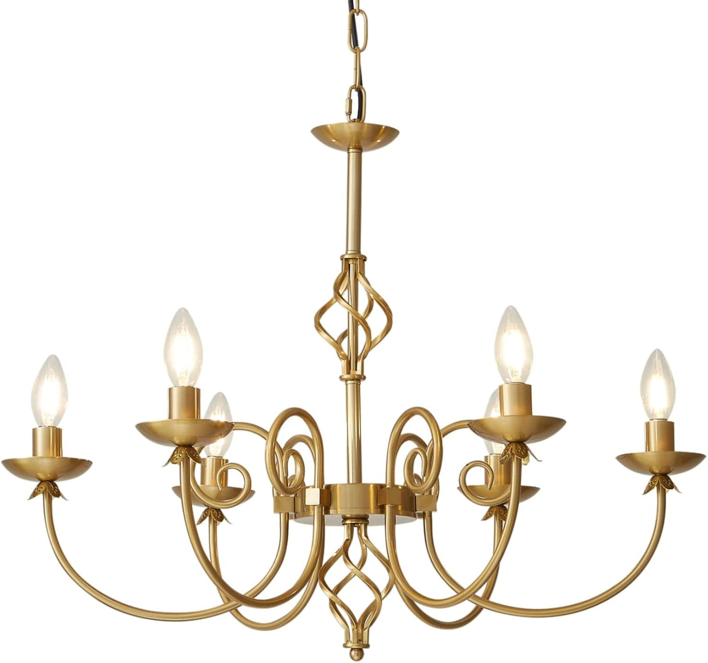 NEW Gold Six Light Chandelier Pendant 26 Inch Dining Light