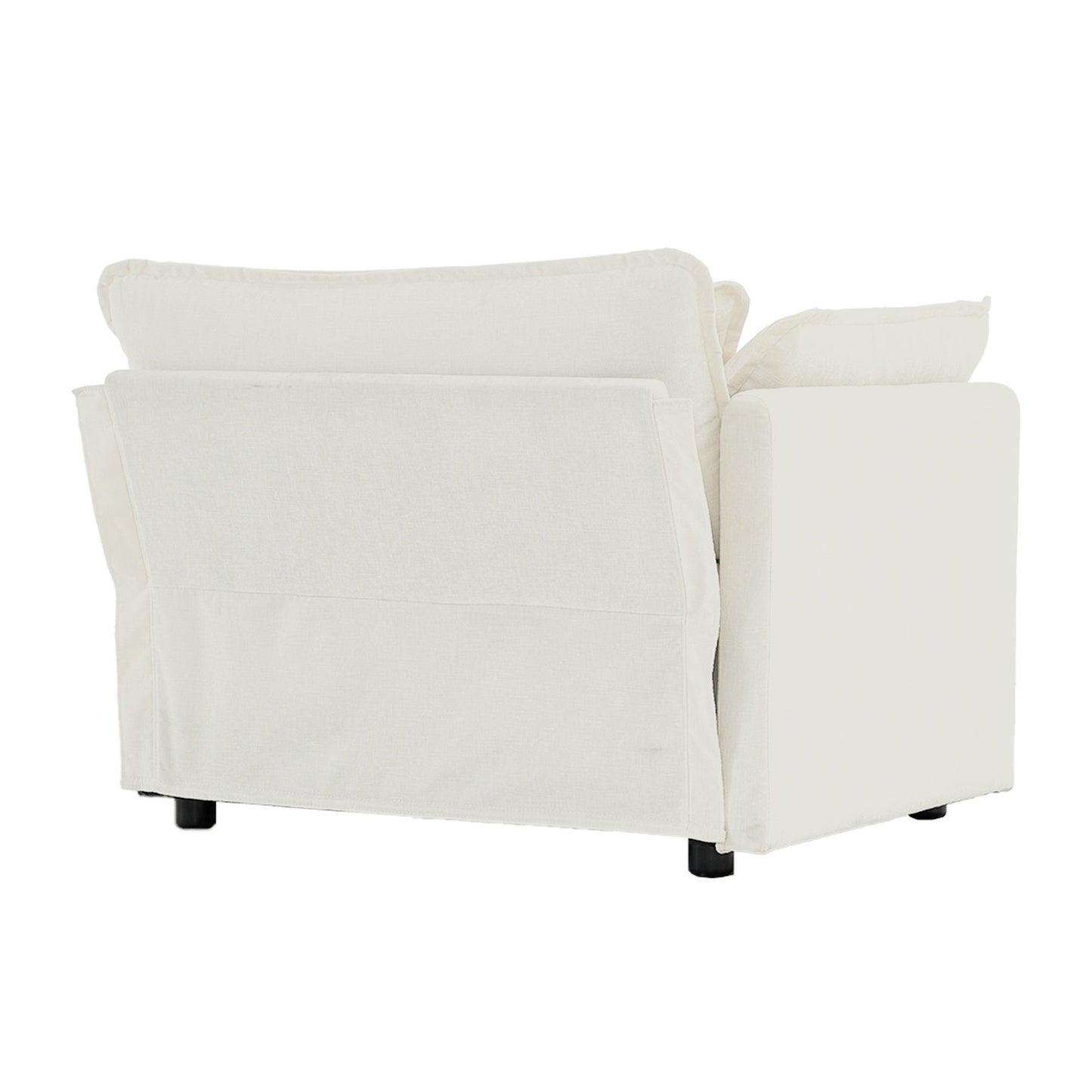 NEW White Chenille Fabric Comfy Deep Single Seat Sofa Upholstered Reading Armchair with 1 Toss Pillow