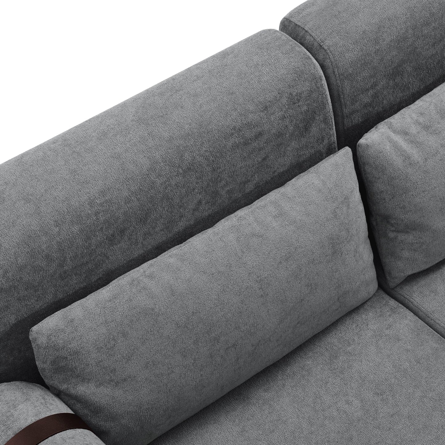 NEW Modern Grey Chenille 2 Seater Loveseat 59' Sofa Couch with USB Ports Unique Cylindrical Armrests