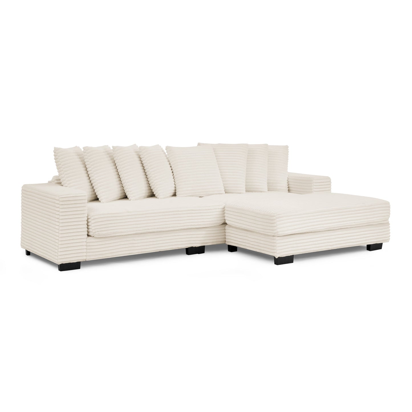 NEW Corduroy Tufted Upholstered Sleeper Sectional Sofa, L-Shaped Modular Convertible Sofa , Can freely change the position of the footrests-Beige(Assembly is required)