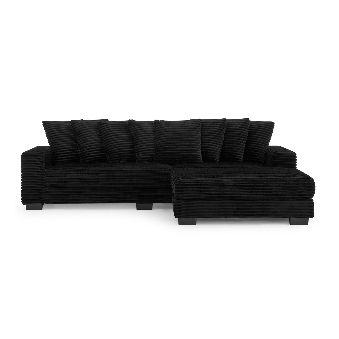 NEW Black Corduroy Tufted Upholstered L-Shaped Modular Convertible Sleeper Sectional Sofa Couch