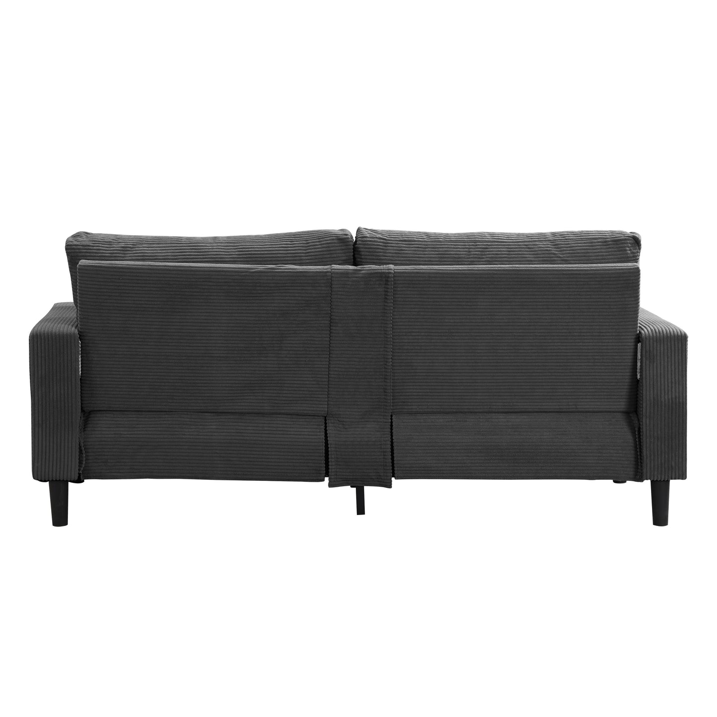 NEW Modern Dark Gray Corduroy Upholstered 74' High Resilience Three Seater Sofa with Wooden Frame