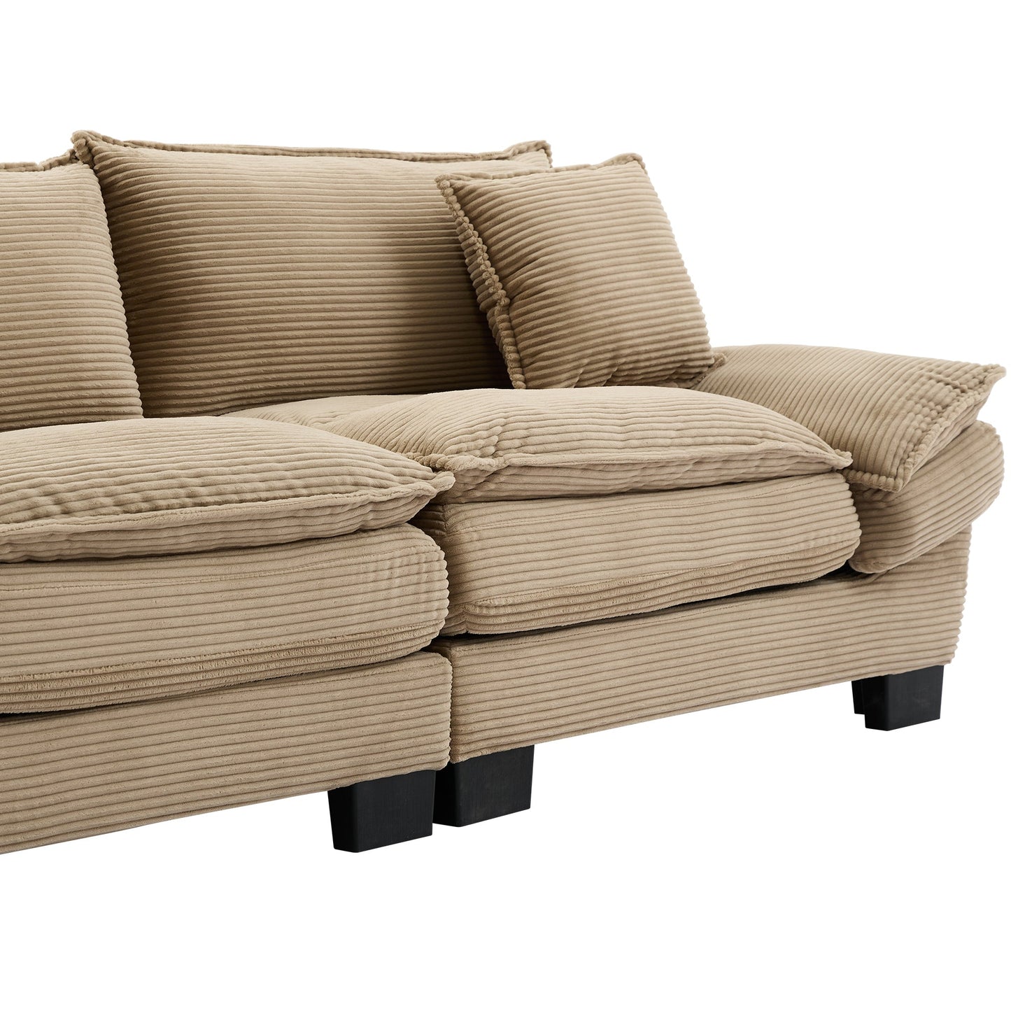 NEW Khaki Corduroy Sofa Sleeper Couch Loveseat with Pillows Comfy Upholstered Deep Seating