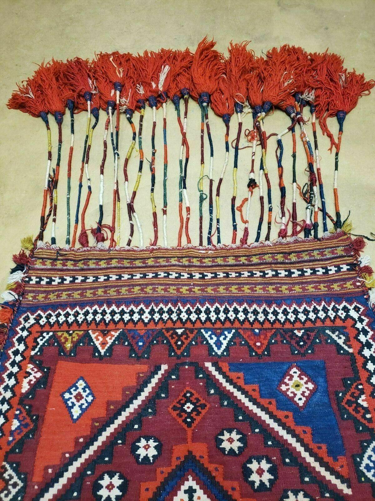 USED 3' X 4' Antique Handmade Turkish Wool Kilim Rug Decorative Seat Cover