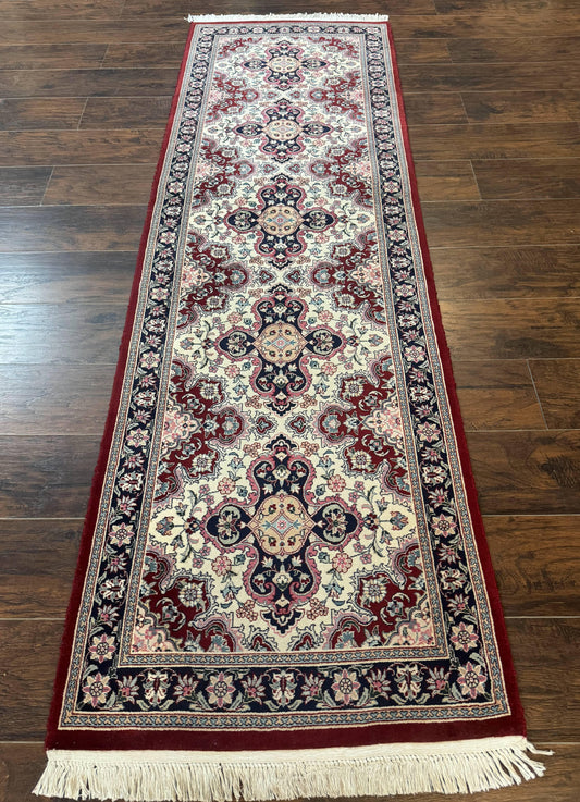 USED Sino Persian Runner Rug 2.7 x 8, Floral, Handmade, 250 KPSI