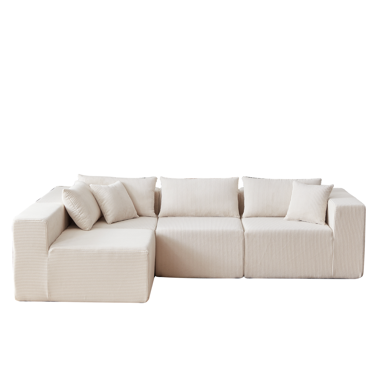 NEW Corduroy Modular L Shaped Sectional Luxury Upholstered Foam-Filled Compressed Sofa Couch Set