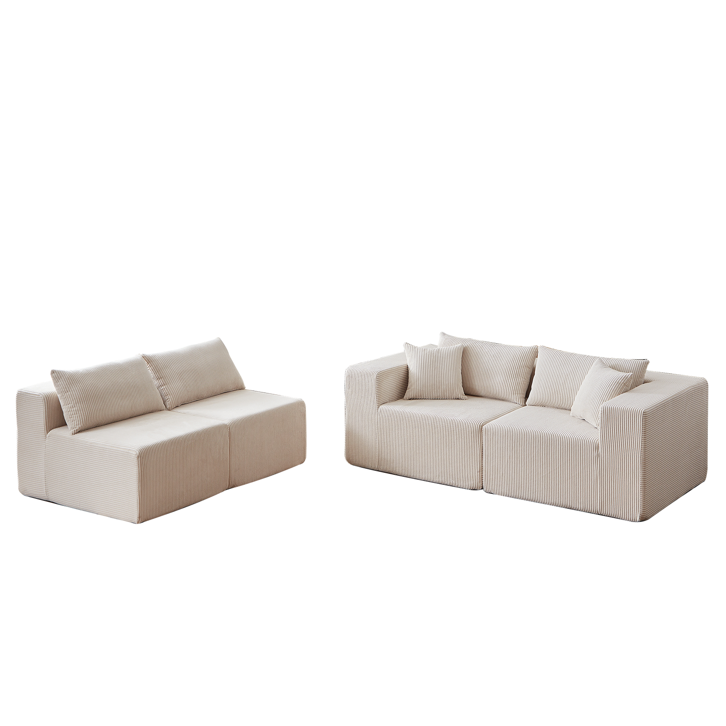 NEW Corduroy Modular L Shaped Sectional Luxury Upholstered Foam-Filled Compressed Sofa Couch Set