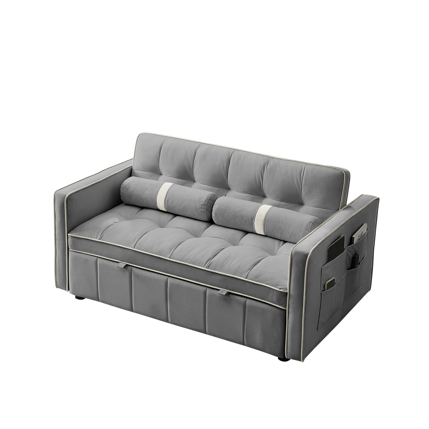 NEW Modern 55.5' Pull Out Sleep SofaBed 2 Seater Loveseat Sofa Couch with Side Pockets and Adjustable Backrest
