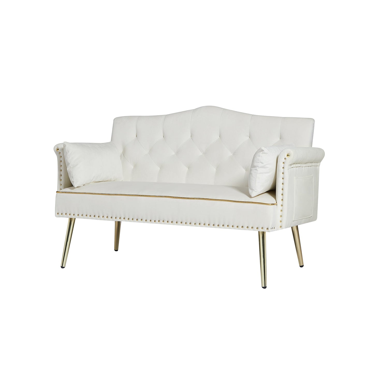 NEW Cream White Velvet Loveseat Sofa