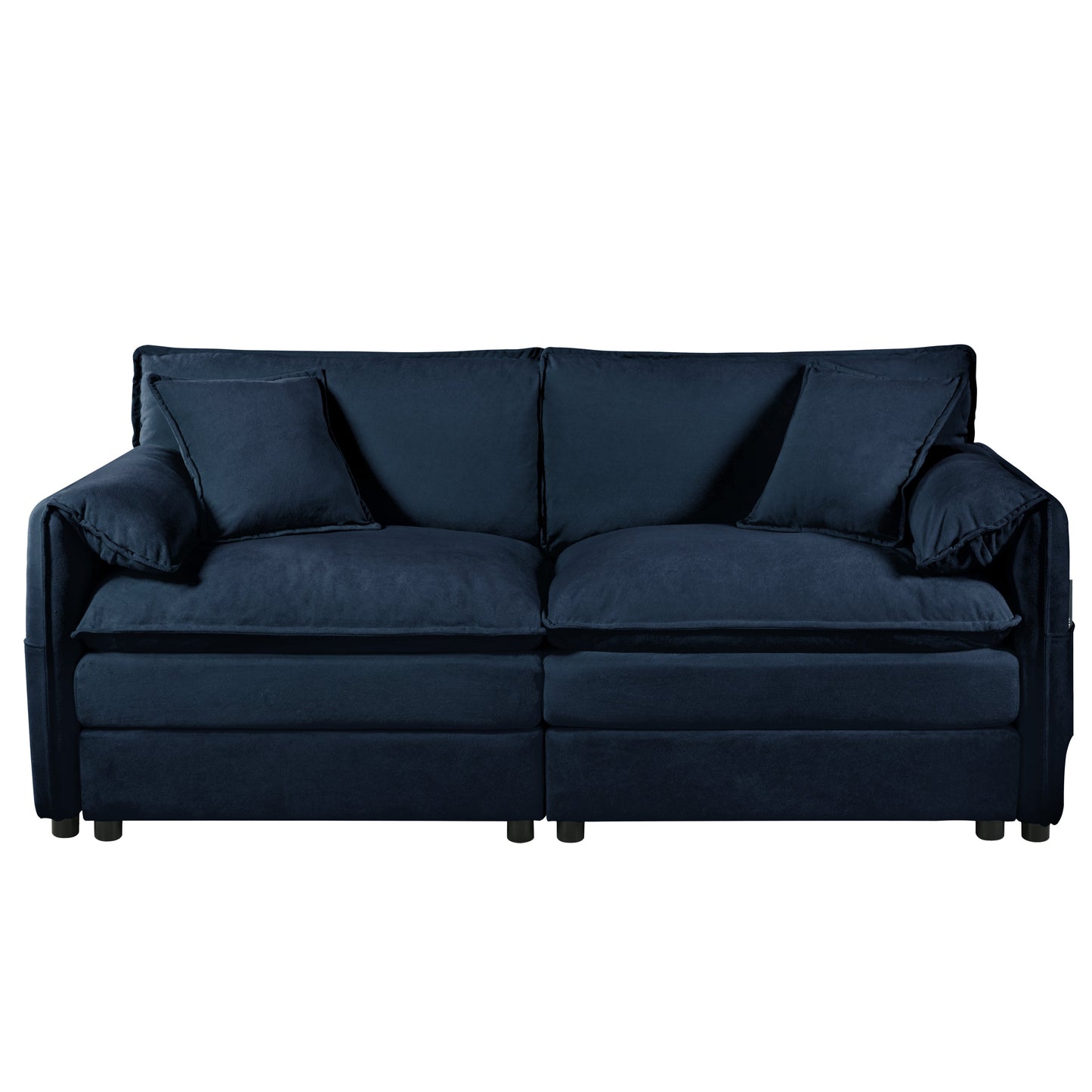 NEW Modern Blue Chenille Love Seat Upholstered Modular L Shaped Deep Seat Sectional Sofa Cloud Couch with Ottoman