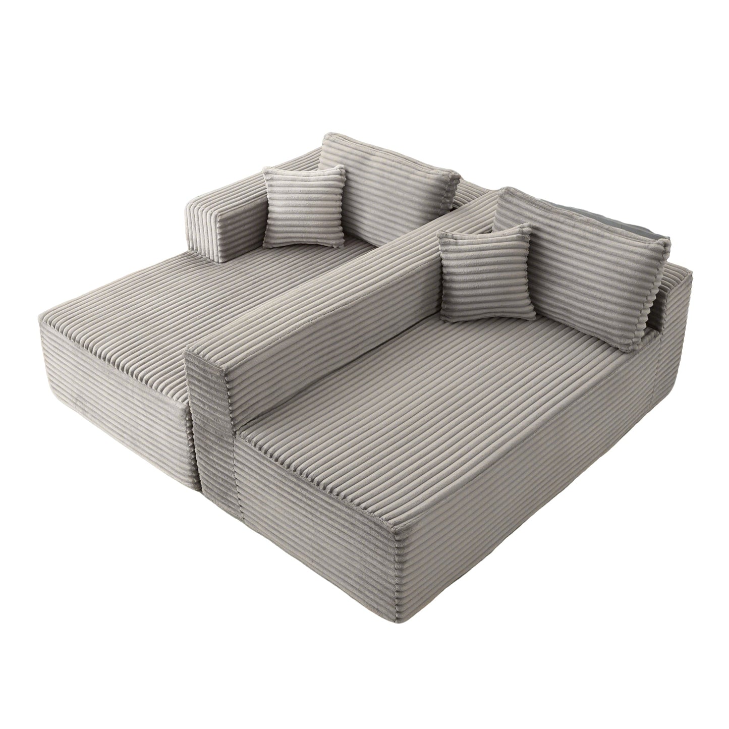 NEW Grey Compression Sectional Couch Boneless L Shape Sofa
